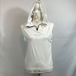 Zara White Sleeveless Hoodie size 10 cream color